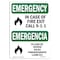 Signmission OSHA EMERGENCY In Case Of Fire Exit Call 9-1-1 Bilingual 14in X 10in Plastic, 10"W, 14" L, Lndscp OS-EM-P-1014-L-10339 - alternate 1